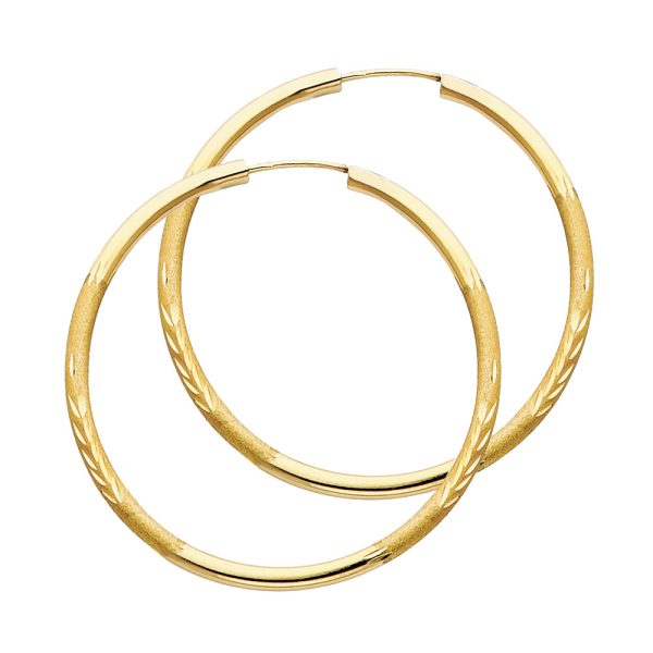 14KY 2mm Budded DC Endless Hoop Earrings (40mm)