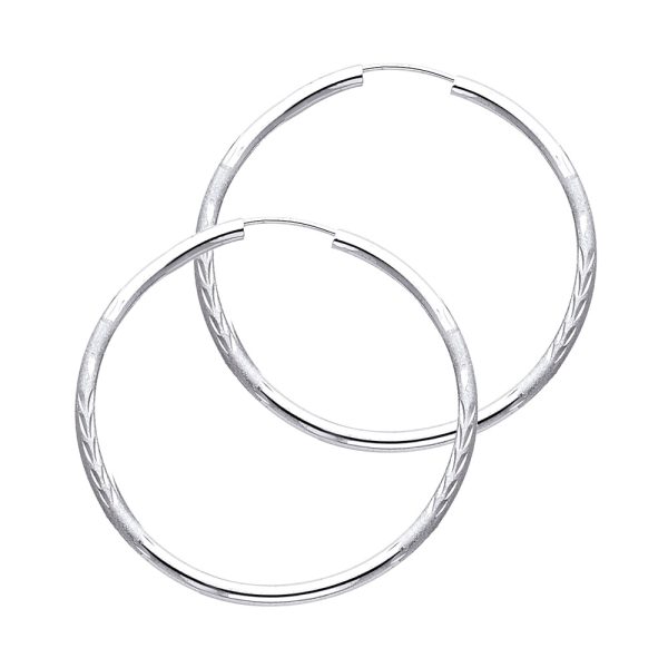 14KW 2mm Budded DC Endless Hoop Earrings (40mm)