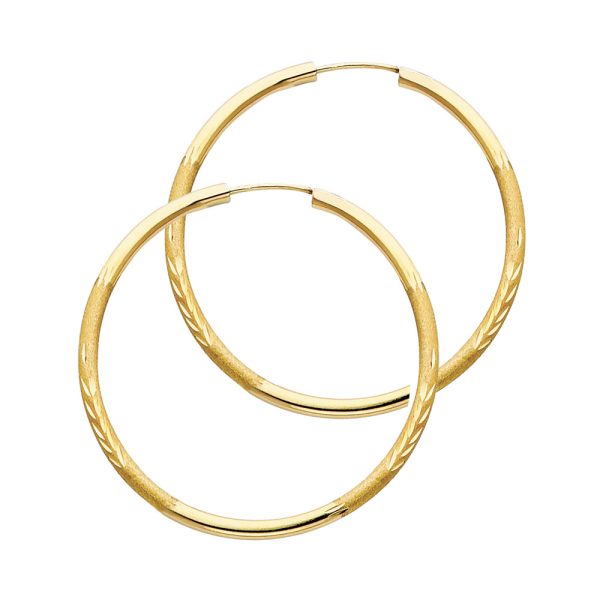 14KY 2mm Budded DC Endless Hoop Earrings (30mm)