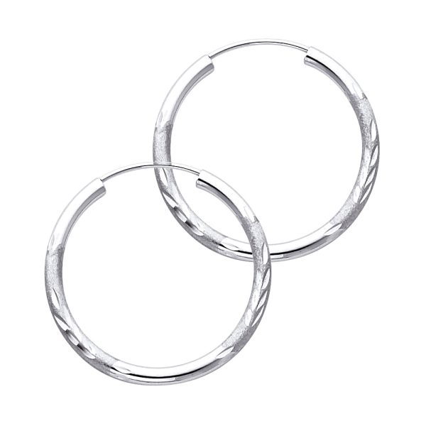 14KW 2mm Budded DC Endless Hoop Earrings (25mm)