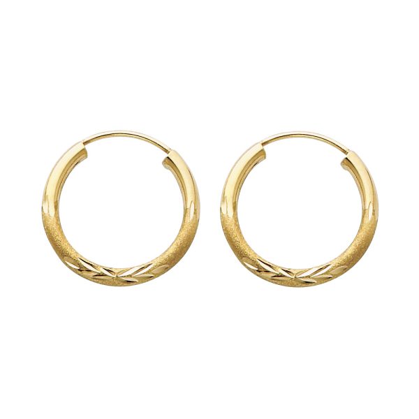 14KY 2mm Budded DC Endless Hoop Earrings (1 7mm)