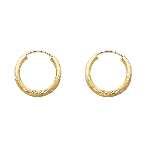 14KY 2mm Budded DC Endless Hoop Earrings (15mm)