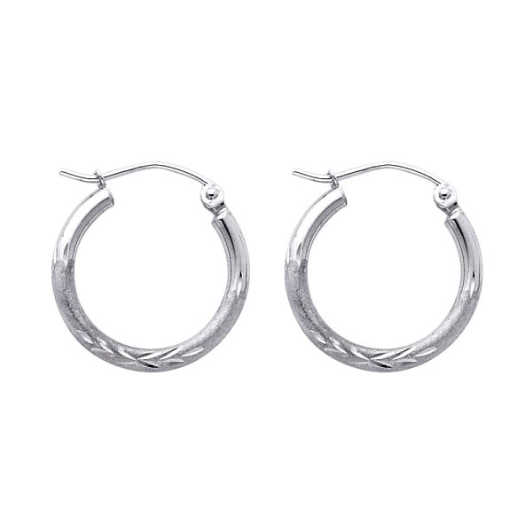 14KW 2mm Budded DC Round Tube Hoop Earrings (1 7mm)