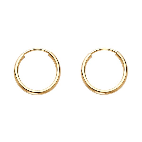 14KY 1.2mm Round Tube Polished Endless Hoop Earrings (12mm)