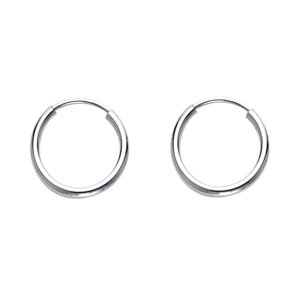 14KW 1.2mm Round Tube Polished Endless Hoop Earrings (12mm)