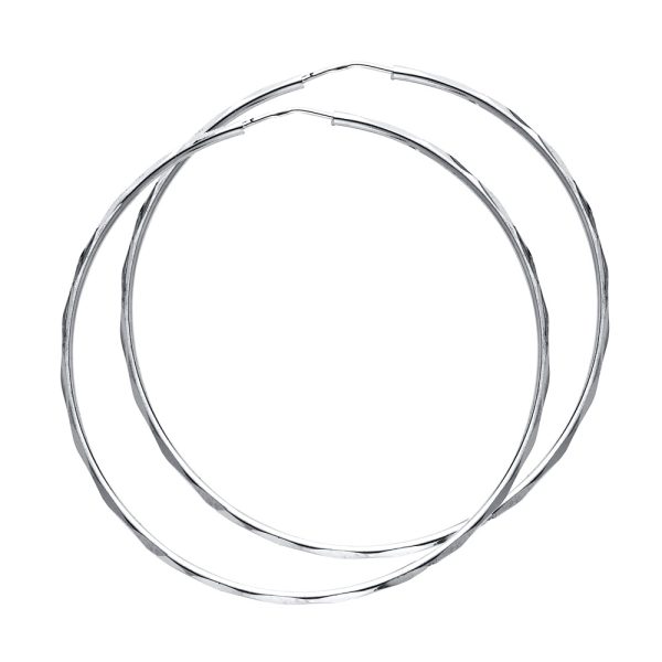 14KW 1.5mm Faceted Round Tube Hoop Earrings (45mm)