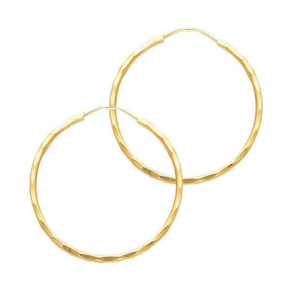 14KY 1.5mm SHollow DC Endless Hoop Earrings (25mm)