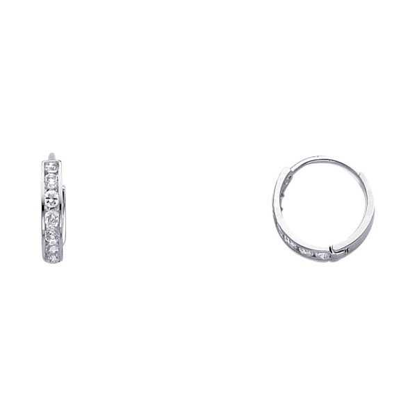 14KW CZ Huggies Earrings (ER238W)