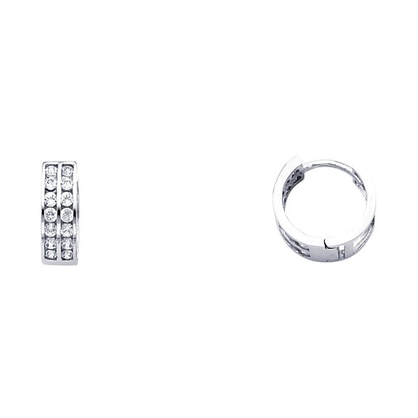 14KW Double CZ Huggies Earrings (ER261W)