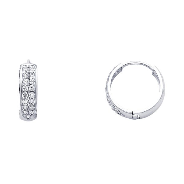 14KW Double CZ Huggies Earrings (ER269W)