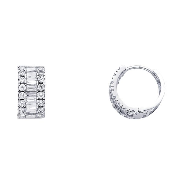 14KW CZ Huggies Earrings (ER278W)