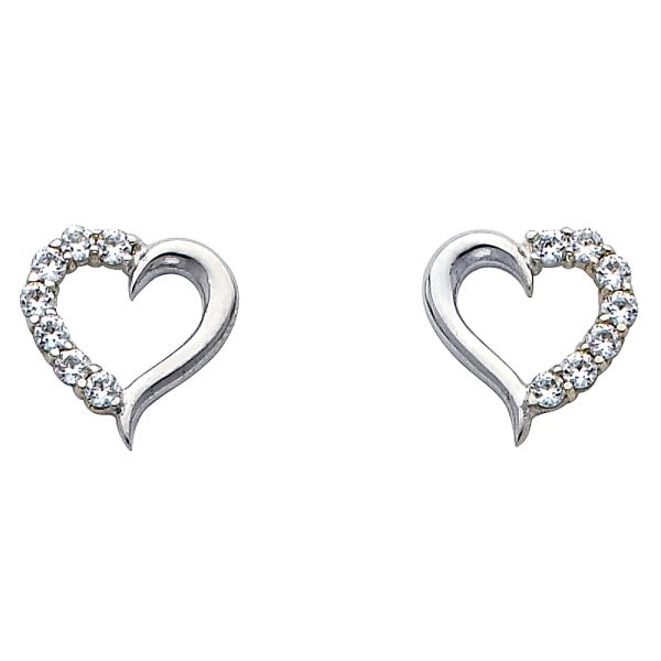 14KW Heart CZ Earrings (ER317W)