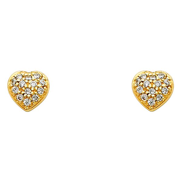 14KY Heart CZ Earrings (ER318)