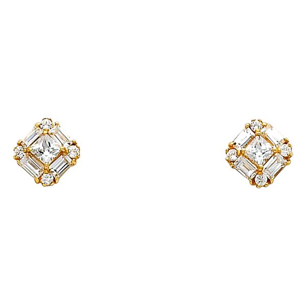 14KY Square CZ Earrings (ER323)