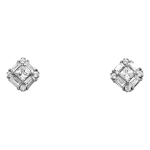 14KW Square CZ Earrings (ER323W)