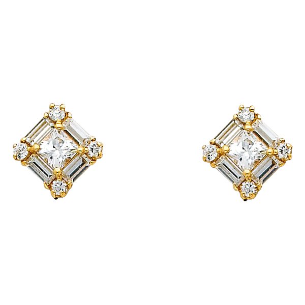 14KY Square CZ Earrings (ER324)