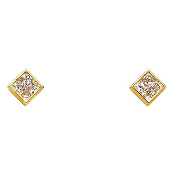 14KY Square CZ Earrings (ER325)