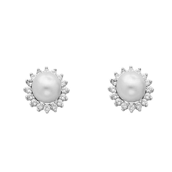 14KW CZ Pearl Earrings (ER433)