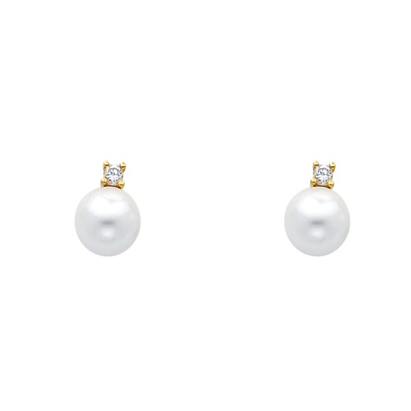 14KY CZ Pearl Earrings (ER437)