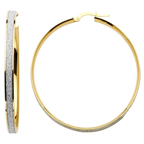 14KY Spark Round Hoop Earrings (45mm)