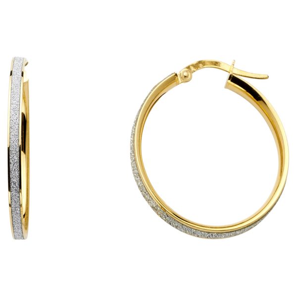 14KY Spark Round Hoop Earrings (25mm)