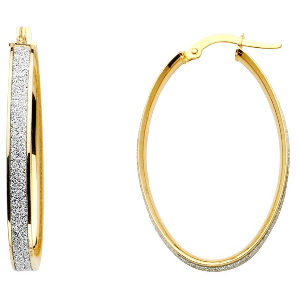 14KY Spark Oval Hoop Earrings (35mm)