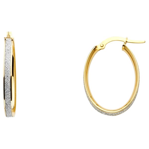 14KY Spark Oval Hoop Earrings (20mm)