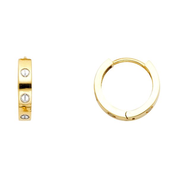 14K 2T Round Huggies Earrings (18mm)