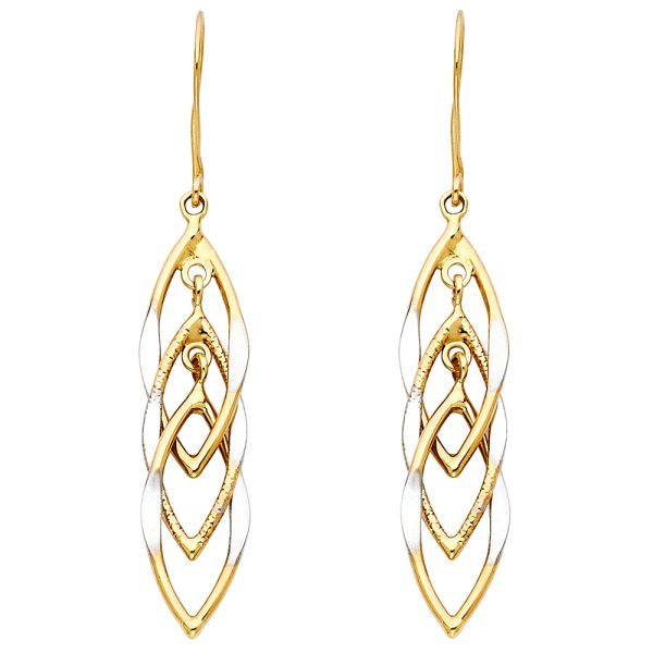 14K 2T MUL Hang Hollow Design Tube Earrings