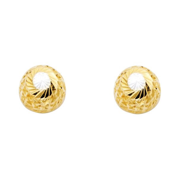 14K 2T 9.5mm DC Hollow Ball Earrings with Puch-back