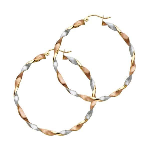 14K 3C Curled Hollow Hoop Earrings