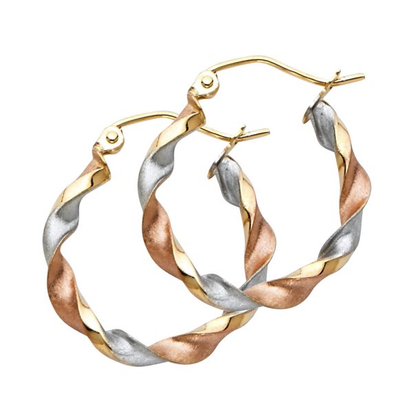 14K 3C Curled Hollow Hoop Earrings