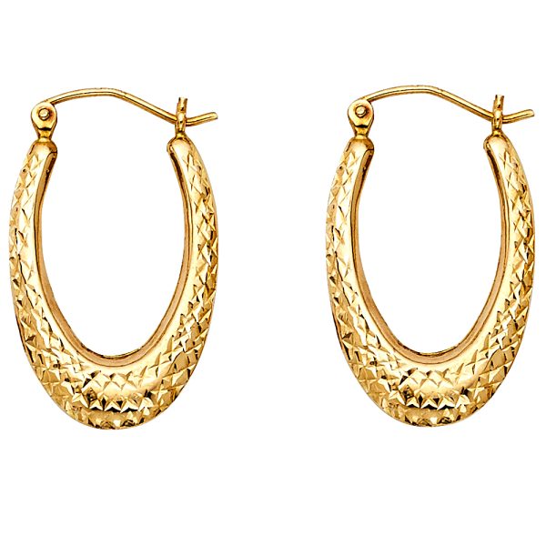 14KY Tear Drop DC Hollow Hoop Earrings