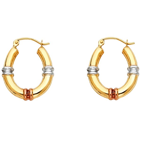 14K 3C Fancy Hollow Hoop Earrings