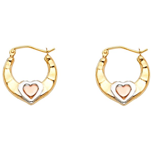 14K 3C Fancy Hollow Hoop Earrings