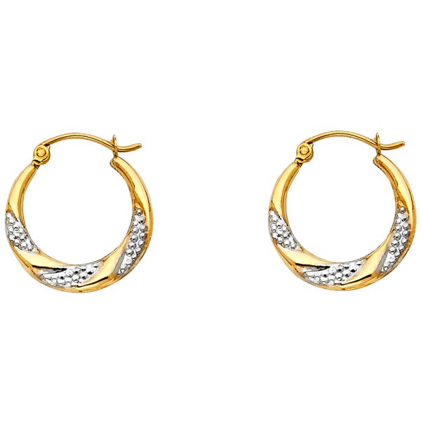 14K 2T Fancy Hollow Hoop Earrings