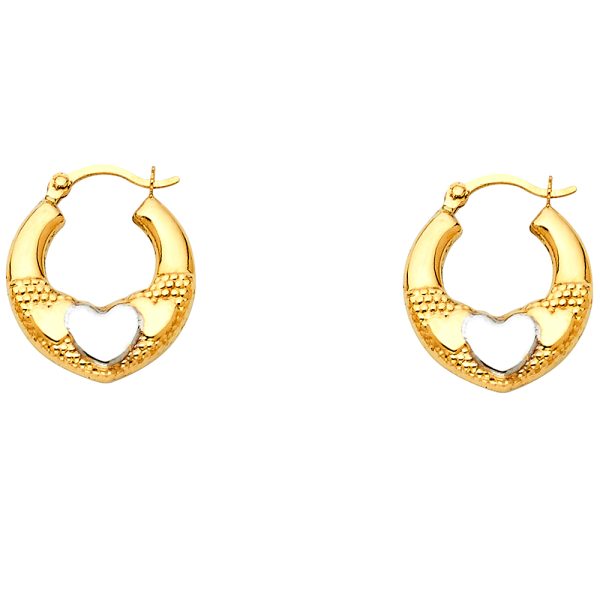 14K 2T Fancy Hollow Hoop Earrings