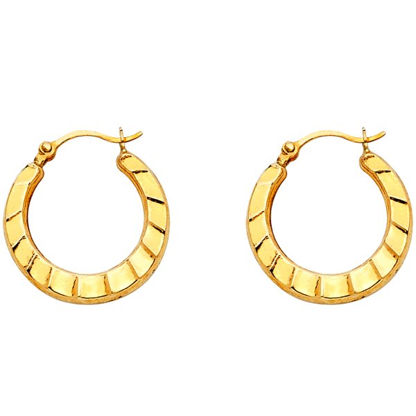 14KY Fancy Hollow Hoop Earrings