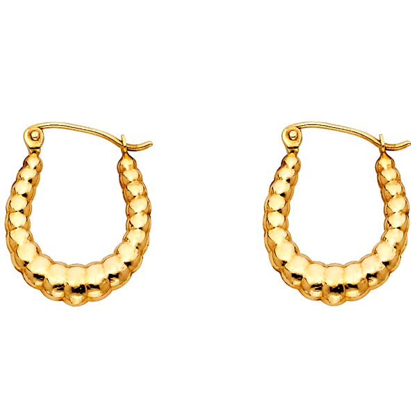 14KY Fancy Hollow Hoop Earrings