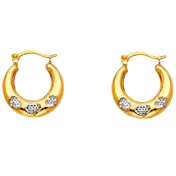 14K 2T Fancy Hollow Hoop Earrings