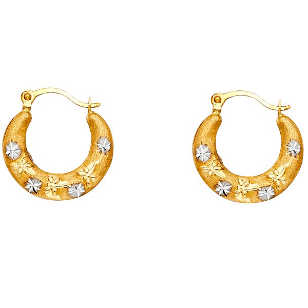 14K 2T Fancy Hollow Hoop Earrings