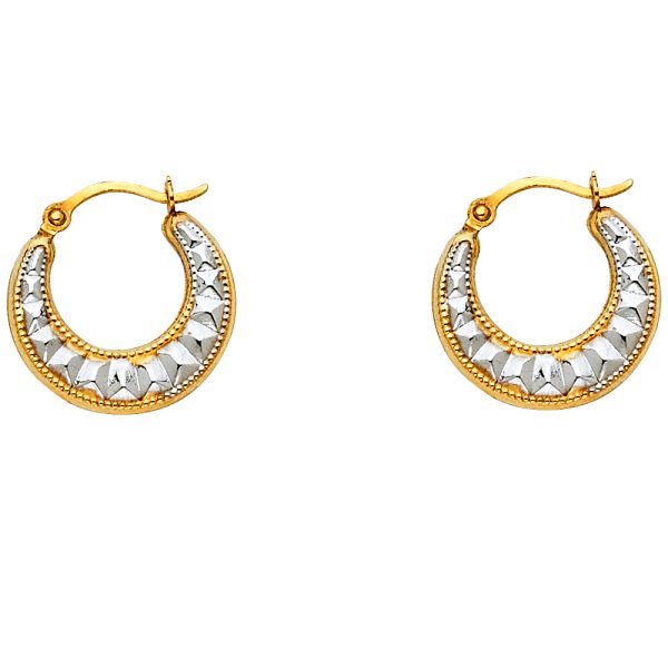 14K 2T Fancy Hollow Hoop Earrings