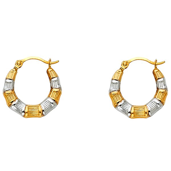 14K 2T Fancy Hollow Hoop Earrings