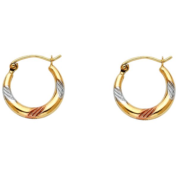 14K 3C Fancy Hollow Hoop Earrings