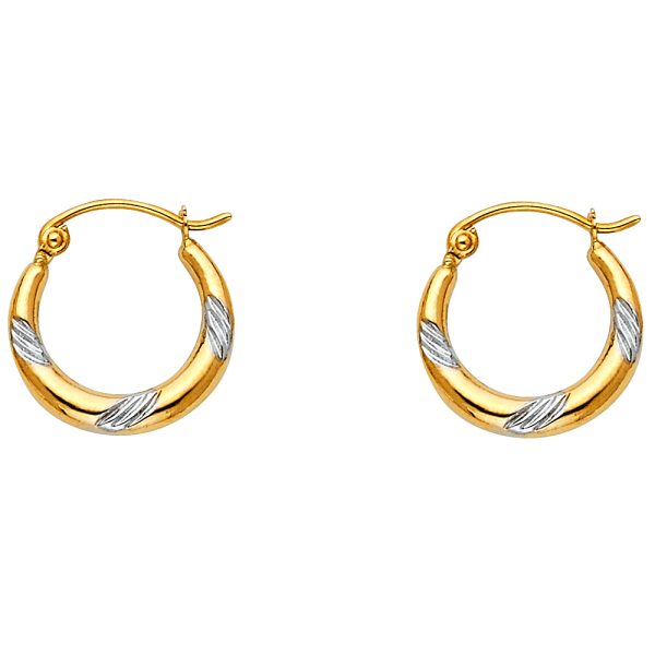 14K 2T Fancy Hollow Hoop Earrings