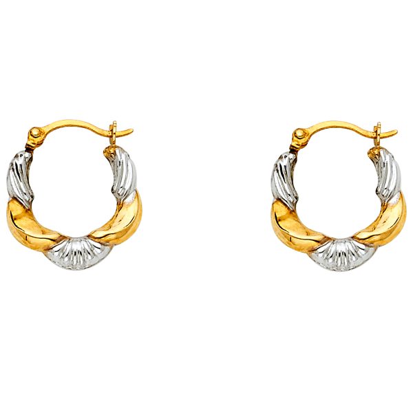 14K 2T Fancy Hollow Hoop Earrings