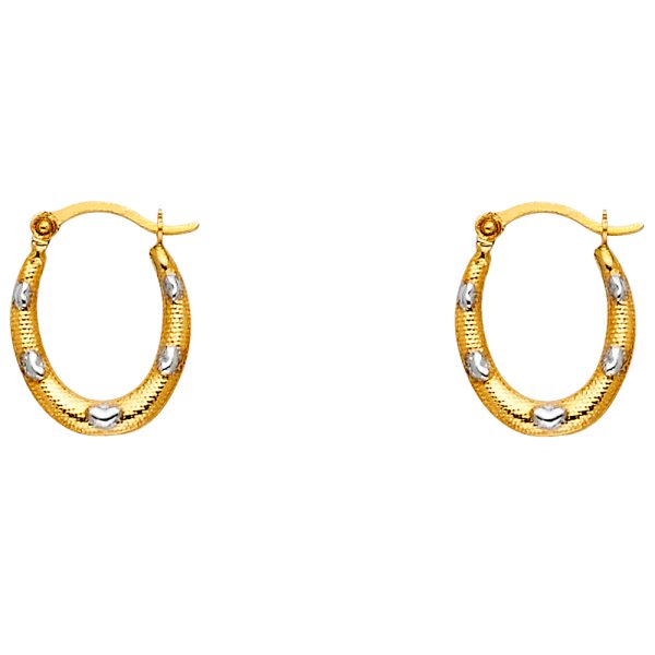 14K 2T Fancy Hollow Hoop Earrings