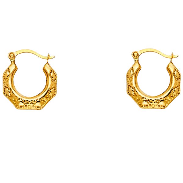 14KY Fancy Hollow Hoop Earrings