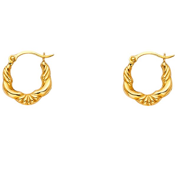 14KY Fancy Hollow Hoop Earrings