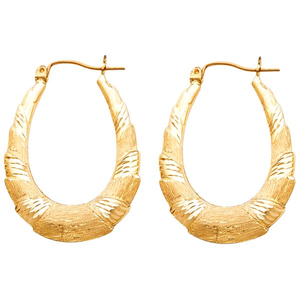 14KY Fancy Hollow Hoop Earrings